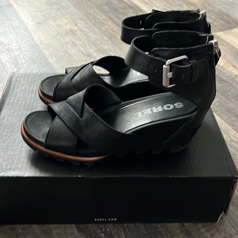 Sorel Joanie Sandal II, Black, Women’s size 8